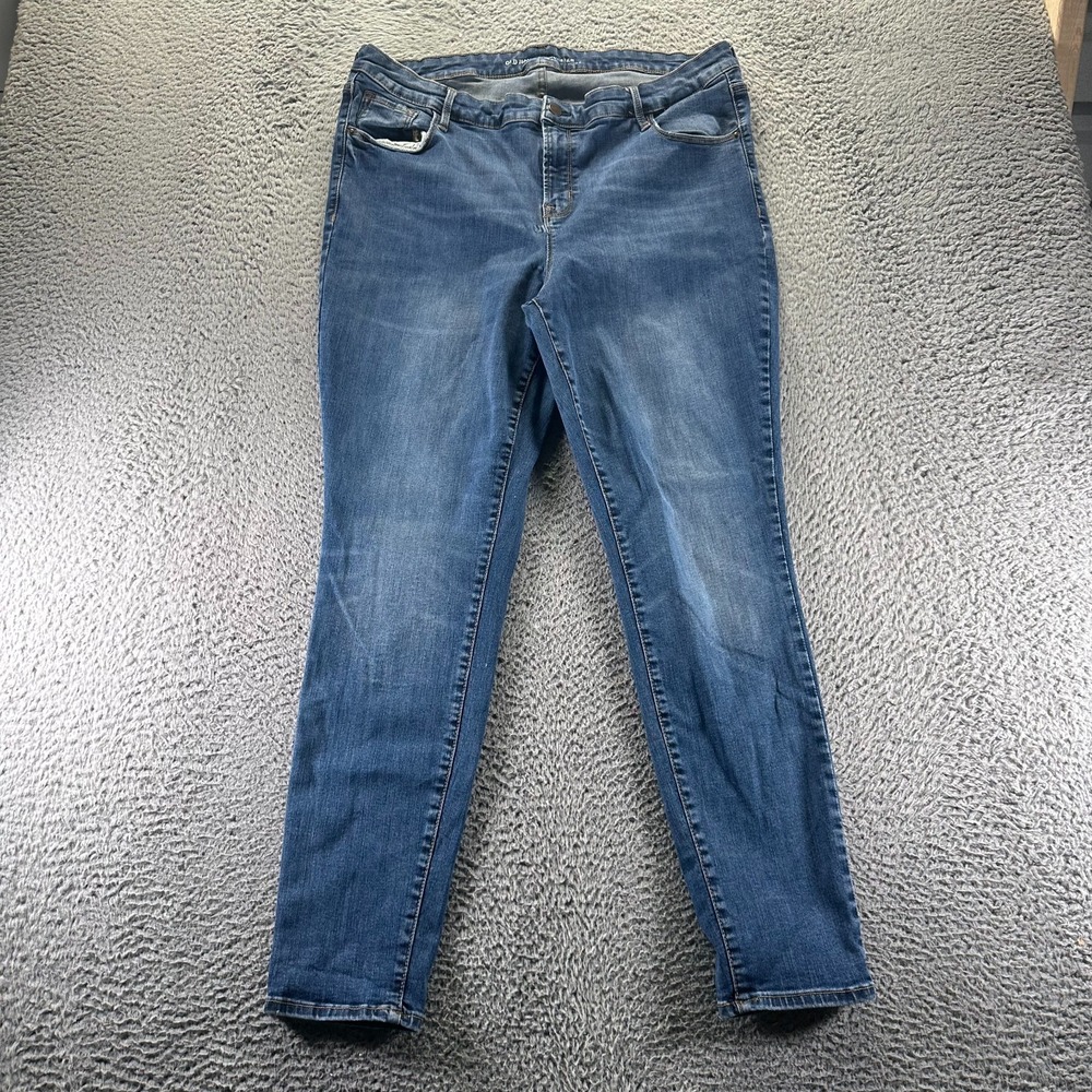 Old Navy Rockstar Jeans Women 18 Blue Cotton Denim Skinny Faded Mid-Rise Stretch